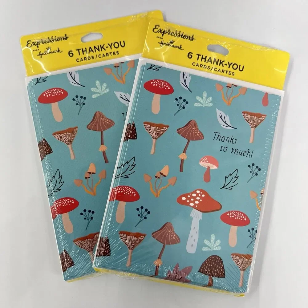 Hallmark Expressions MUSHROOMS Thank You Blank Note Cards & Envelopes Set of 12